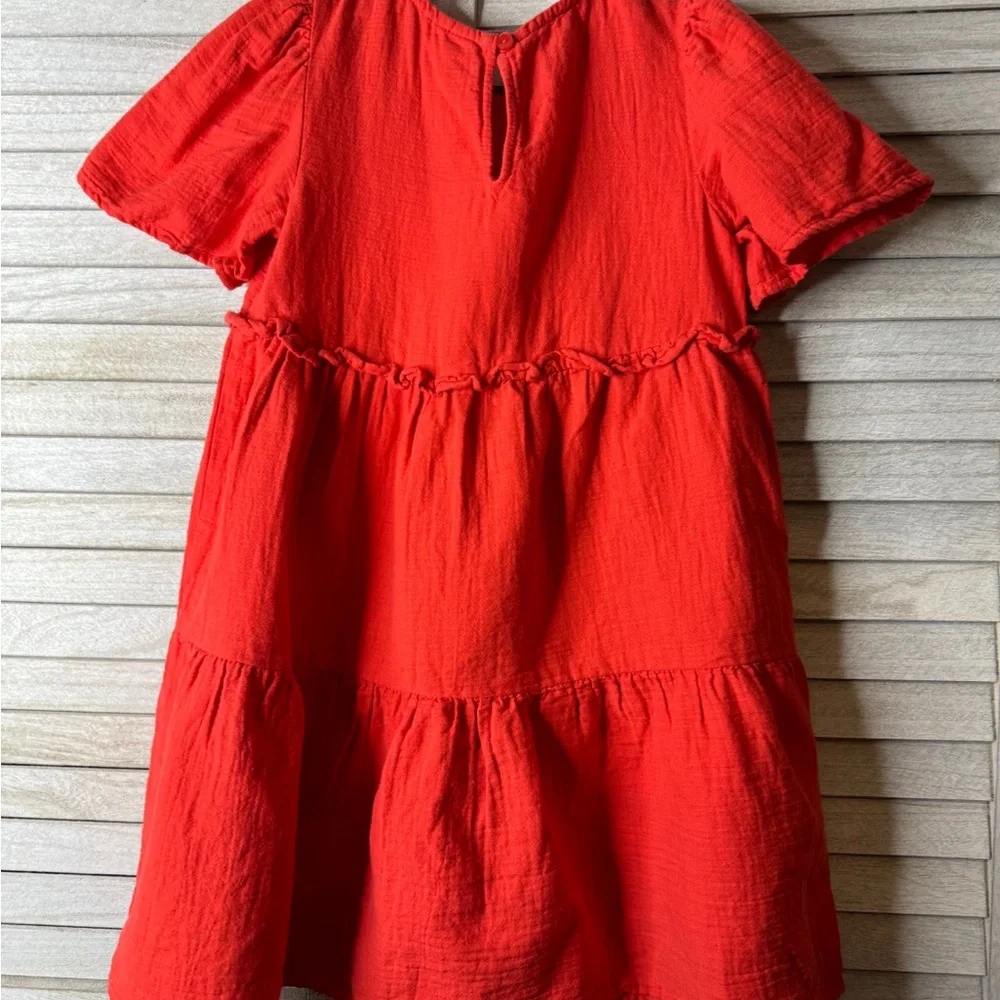 STEM Girls Burnt Orange Tiered Dress Size 6 Elevated Basic Cotton Casual